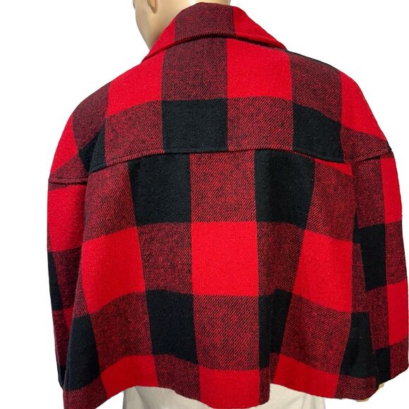 Maestro Red Buffalo Plaid Cape Coat Size M Sherlock Holmes Style Wool Blend NWT - Picture 3 of 8